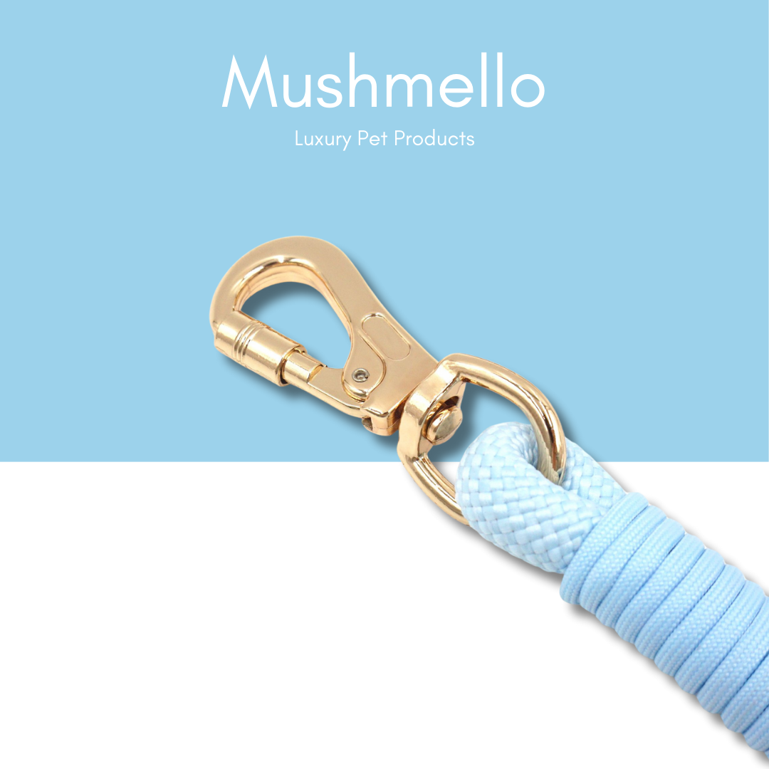 Luxury Rope Leash and Velvet Collar Set - Light Blue
