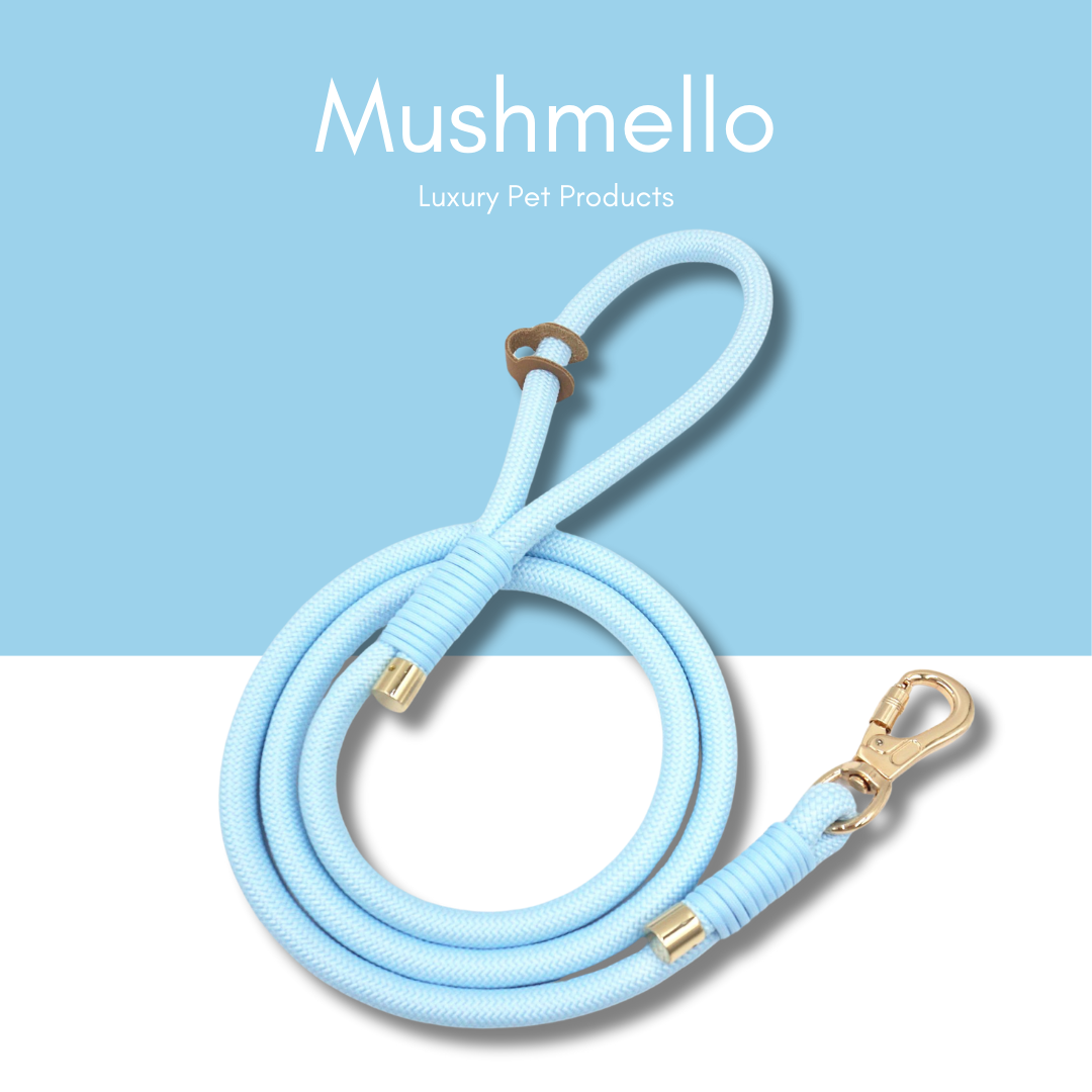 Luxury Rope Leash and Velvet Collar Set - Light Blue