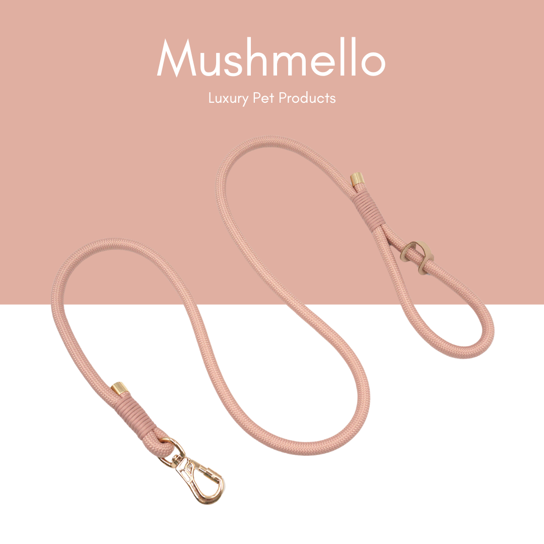 Luxury Rope Leash and Velvet Collar Set - Baby Pink