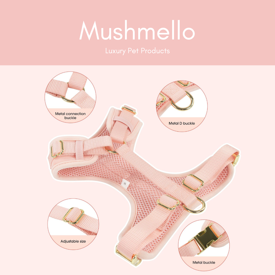 Luxury Soft, Waterproof, Breathable Harness, Collar and Lead Set - Pink