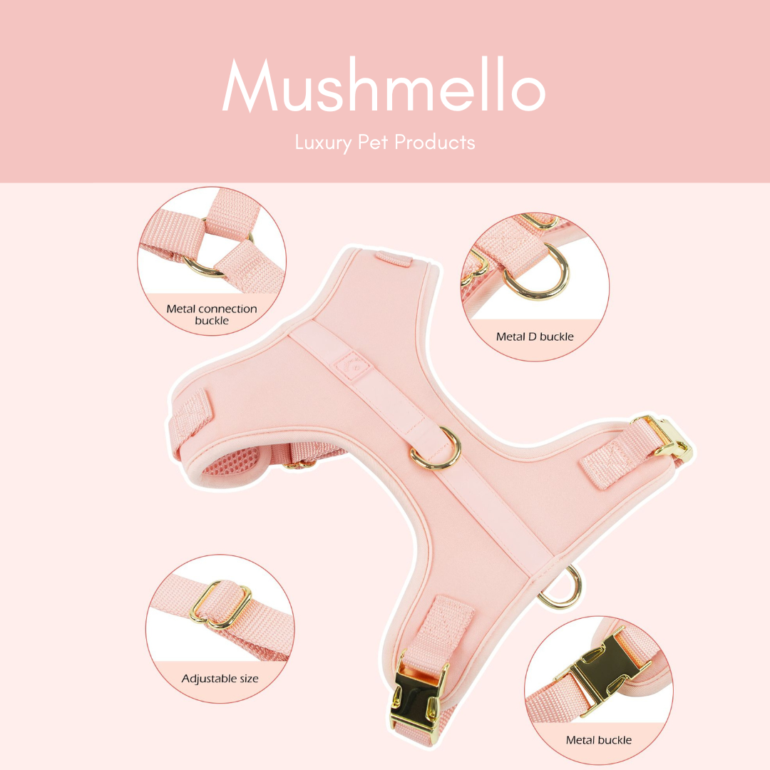 Luxury Soft, Waterproof, Breathable Harness, Collar and Lead Set - Pink