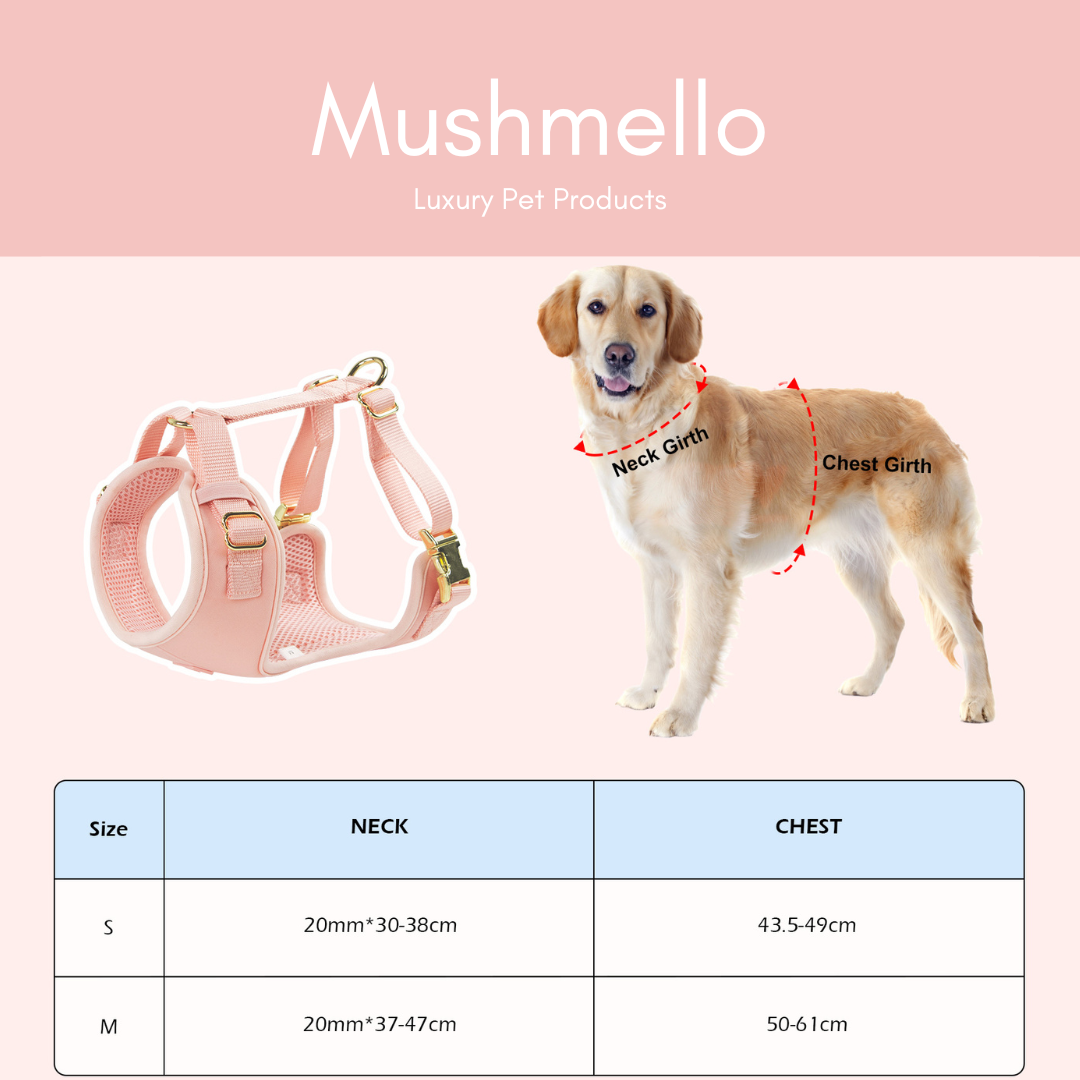Luxury Soft, Waterproof, Breathable Harness, Collar and Lead Set - Pink