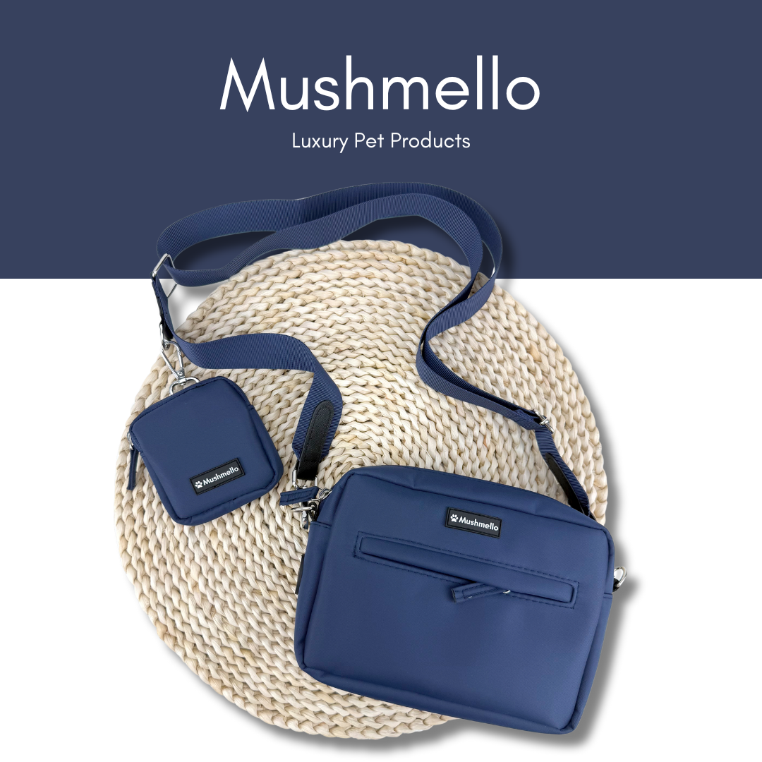 Luxury Hands-Free Dog Walking Bag - Navy Blue