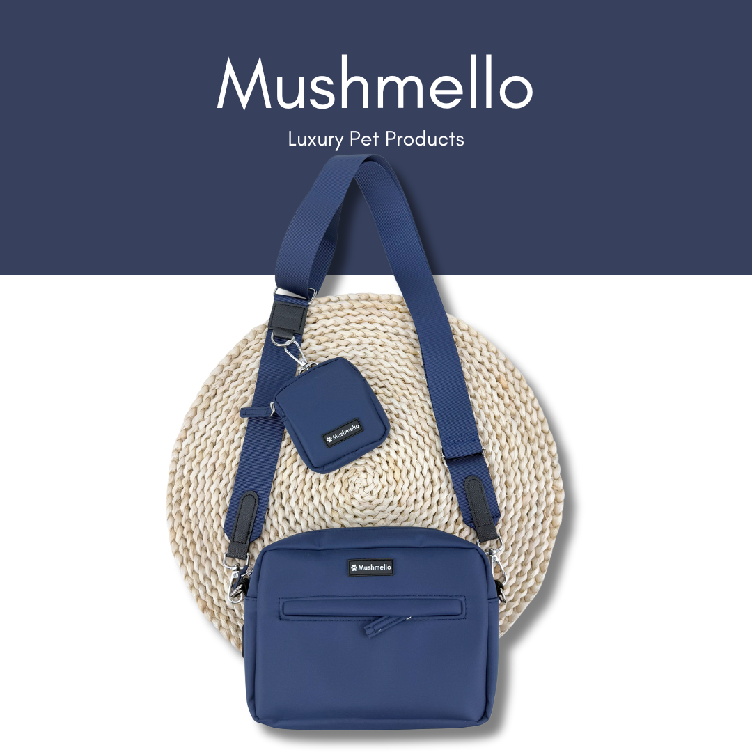 Luxury Hands-Free Dog Walking Bag - Navy Blue