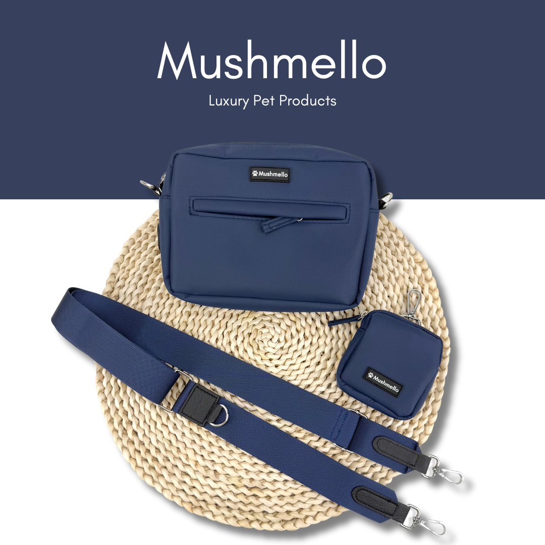 Luxury Hands-Free Dog Walking Bag - Navy Blue