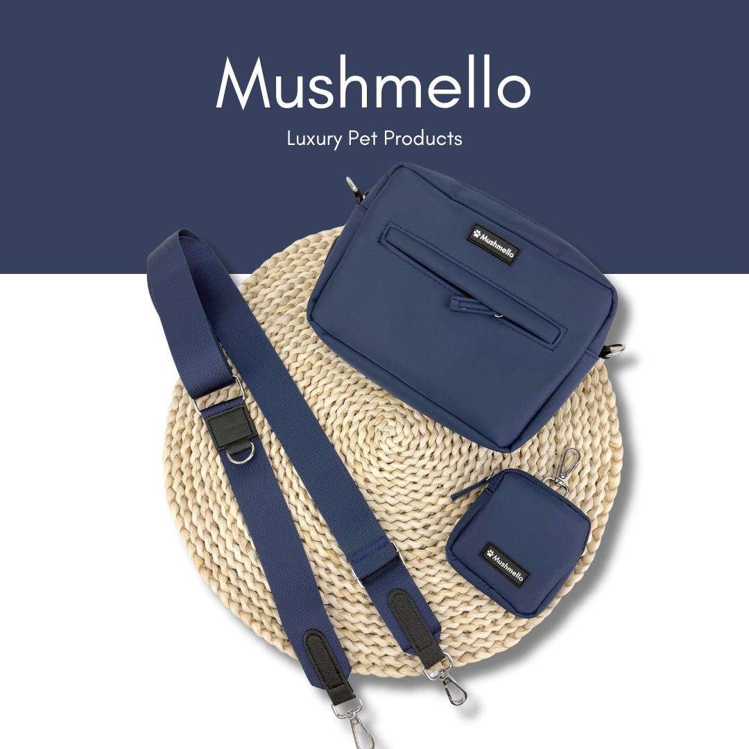 Luxury Hands-Free Dog Walking Bag - Navy Blue
