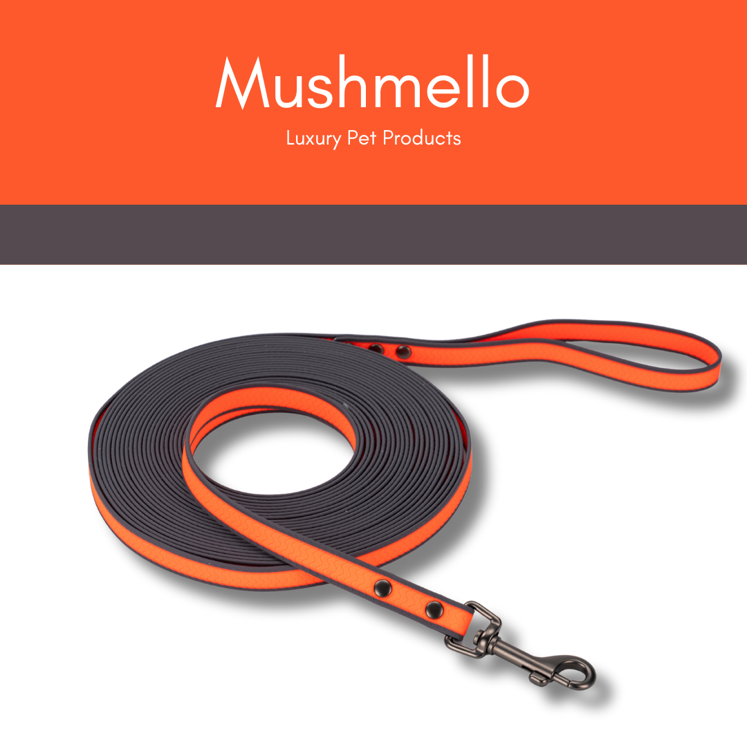 Waterproof PVC coated Long Lead 10m - Orange and Grey