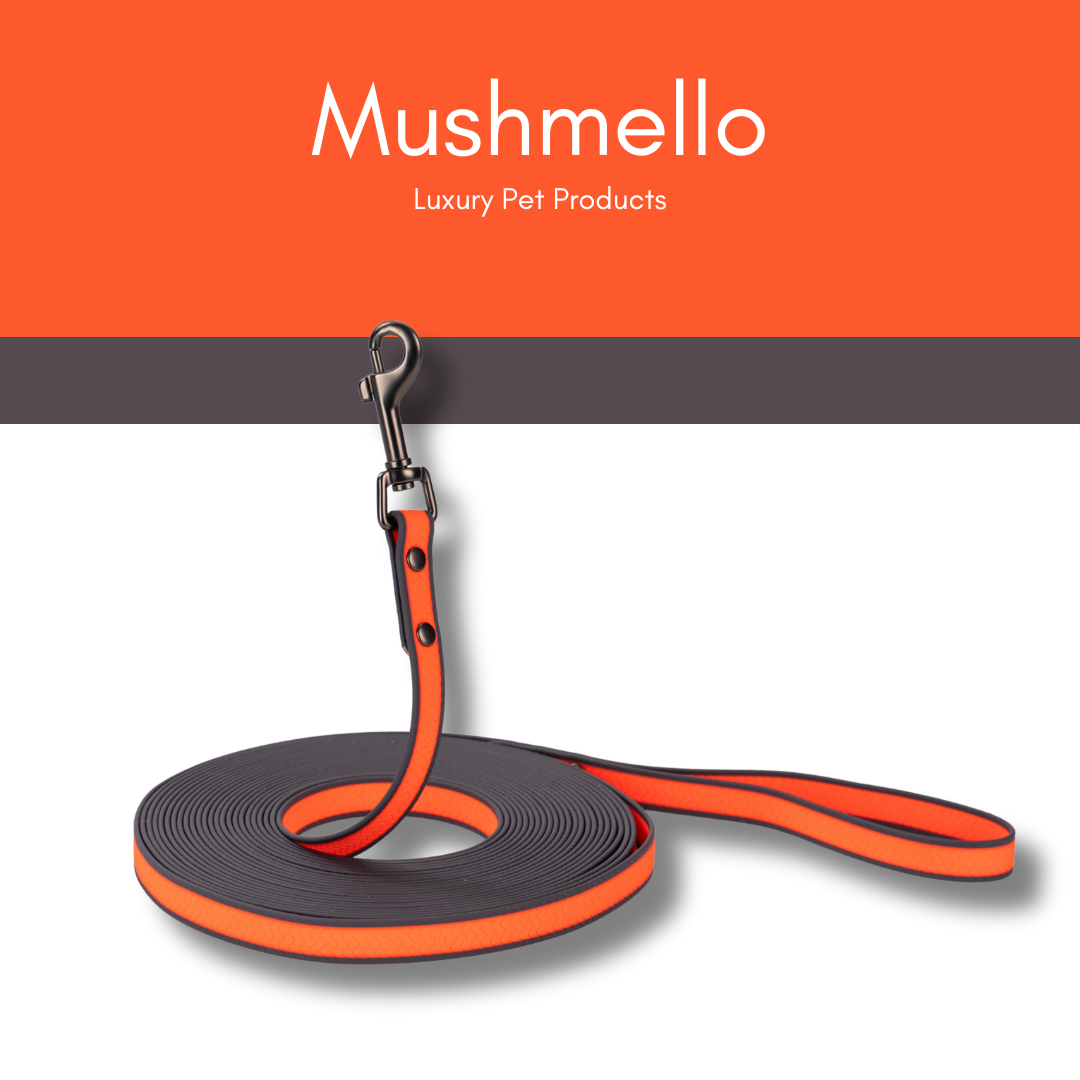 Waterproof PVC coated Long Lead 10m - Orange and Grey