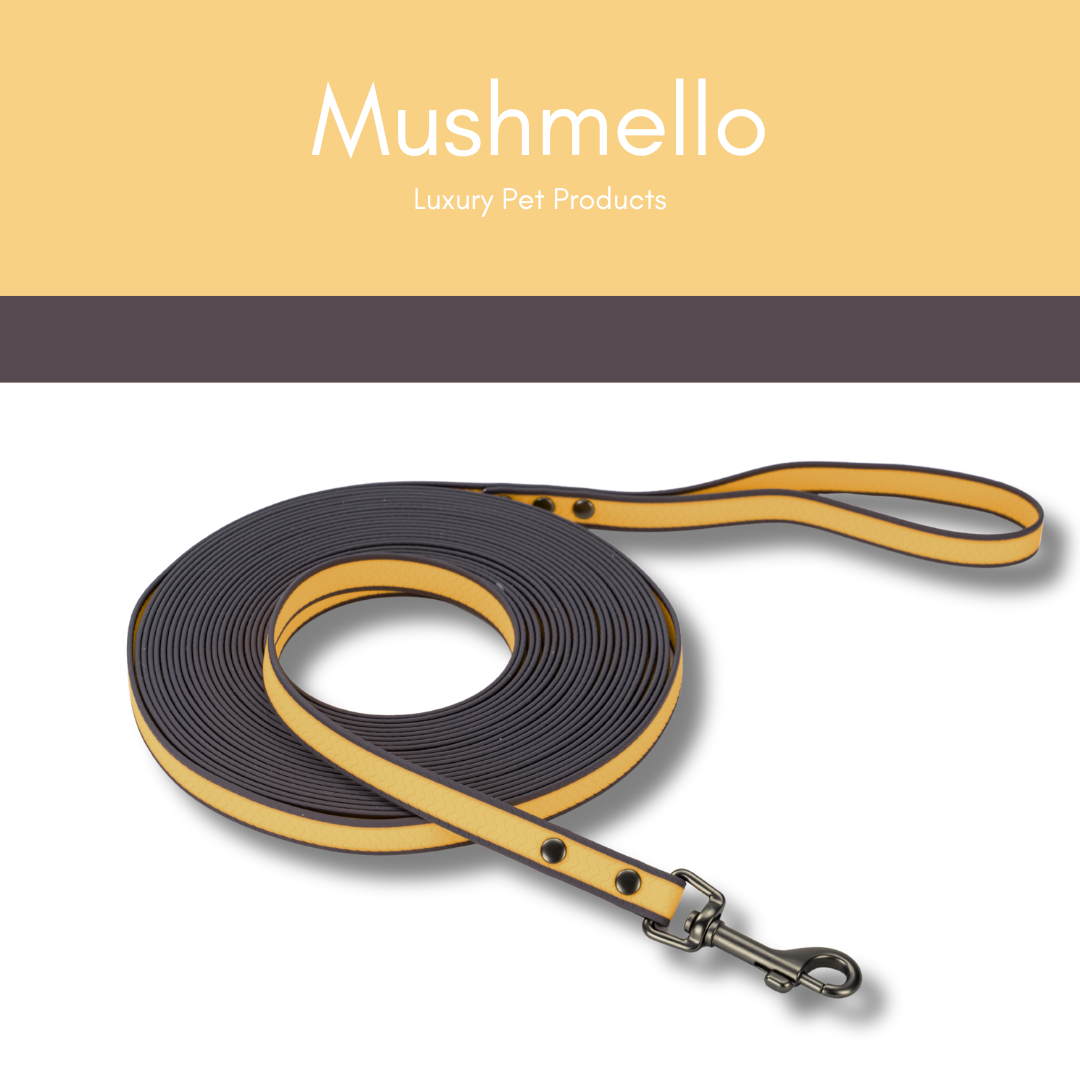 Waterproof PVC coated Long Lead 10m - Sunset Yellow and Grey