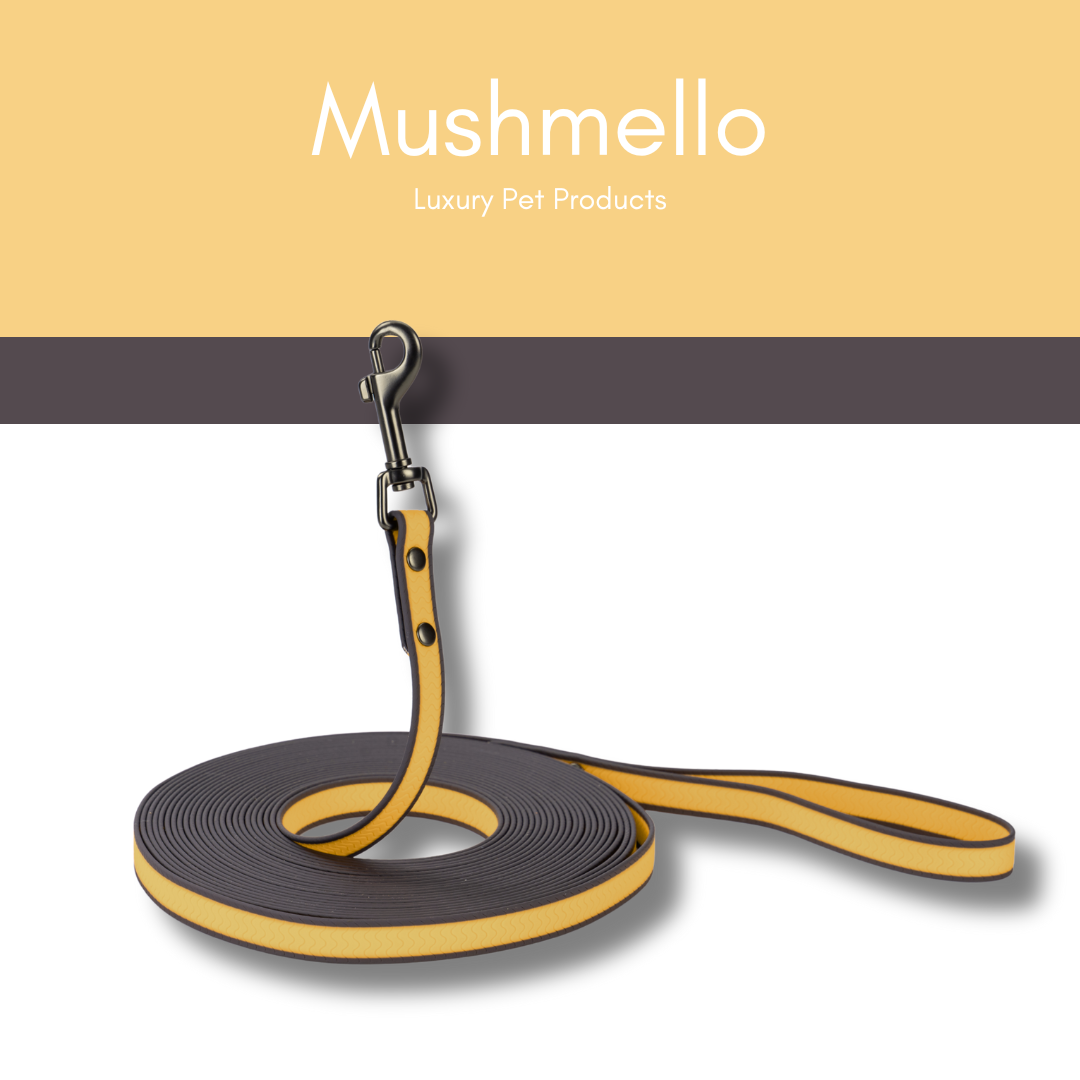 Waterproof PVC coated Long Lead 10m - Sunset Yellow and Grey