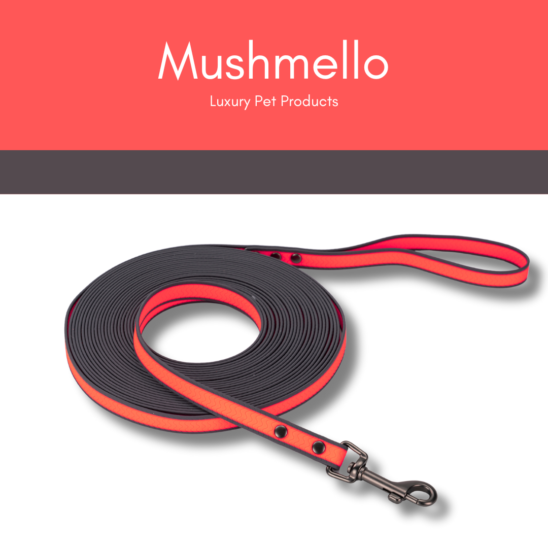 Waterproof PVC coated Long Lead 10m - Red and Grey