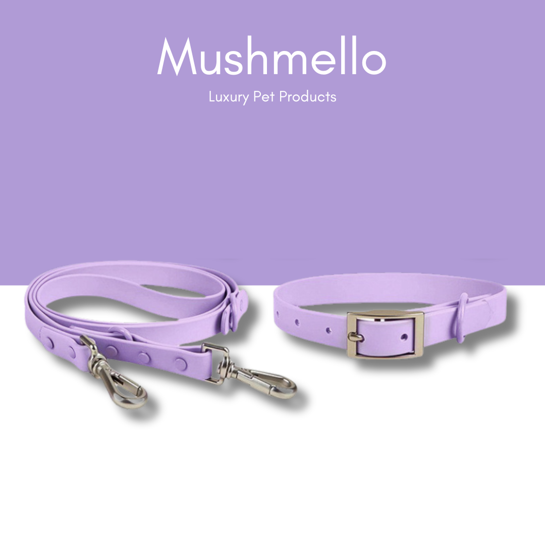 Mushmello Secure Waterproof Harness with Collar and Leash Set - Purple