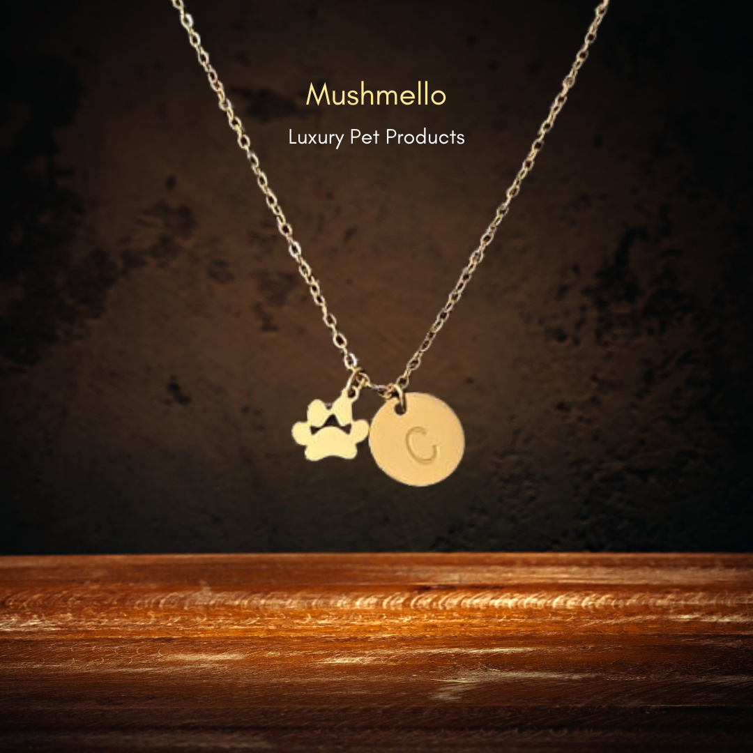 Tiny Paw Necklace with Custom Letter