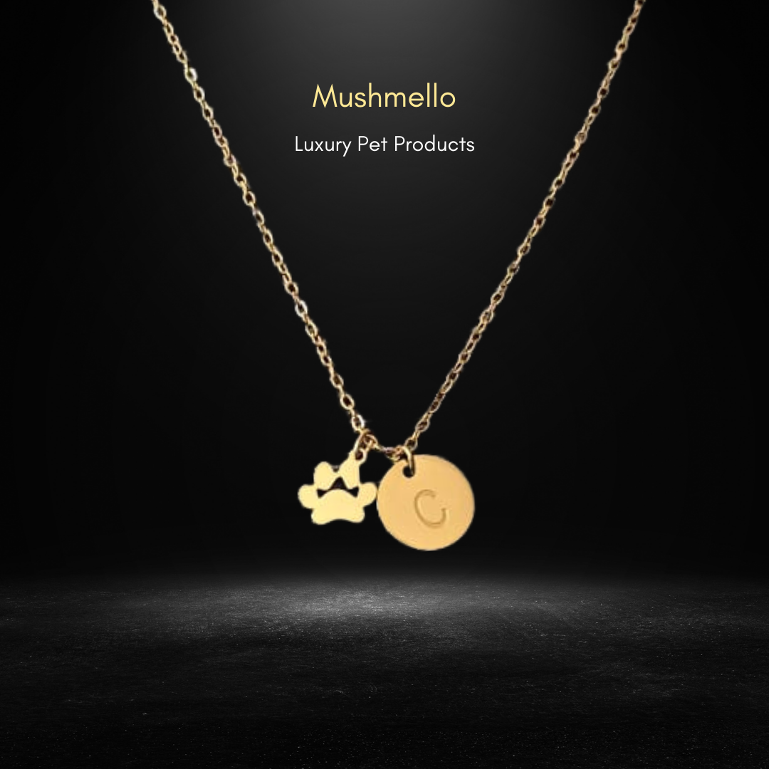 Tiny Paw Necklace with Custom Letter