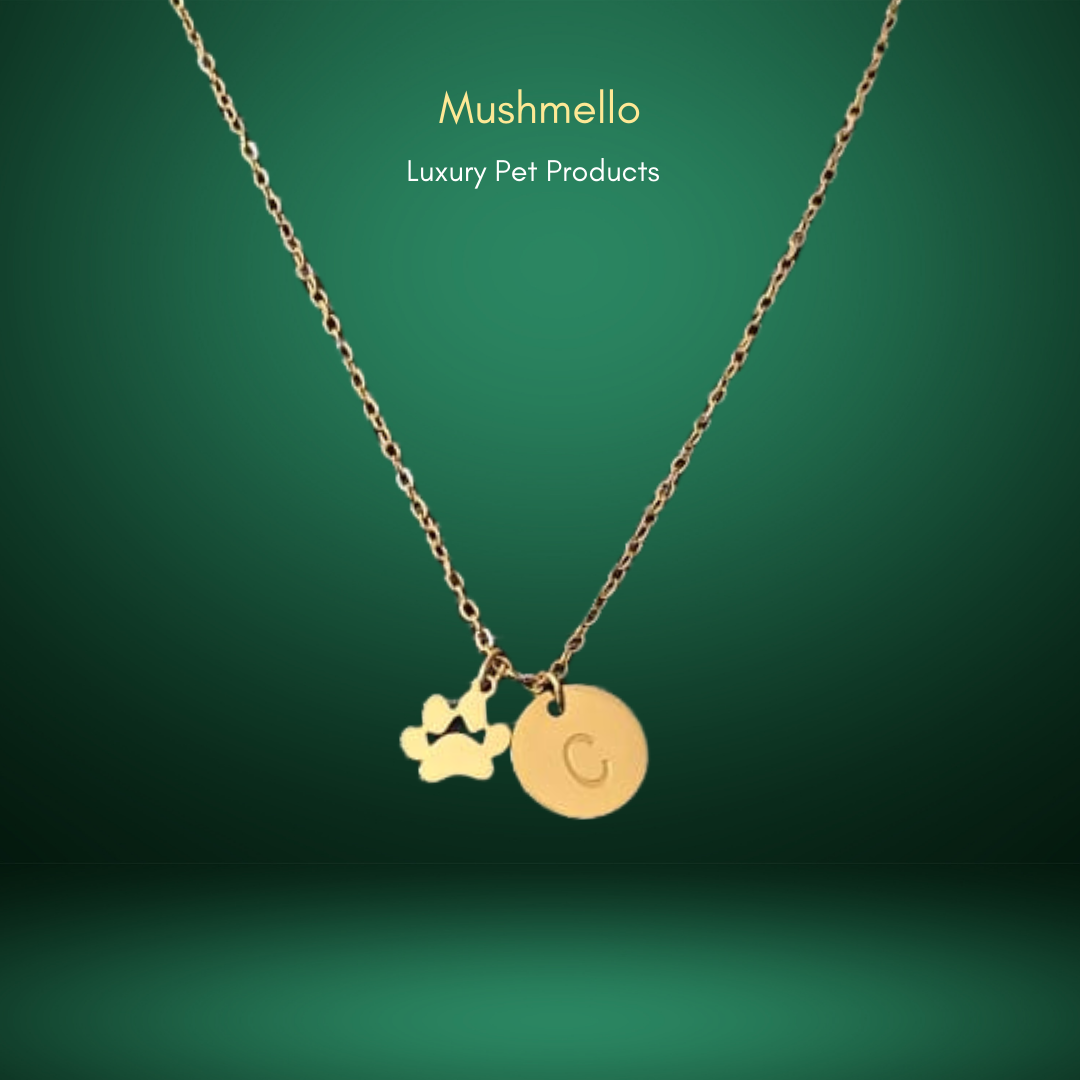 Tiny Paw Necklace with Custom Letter