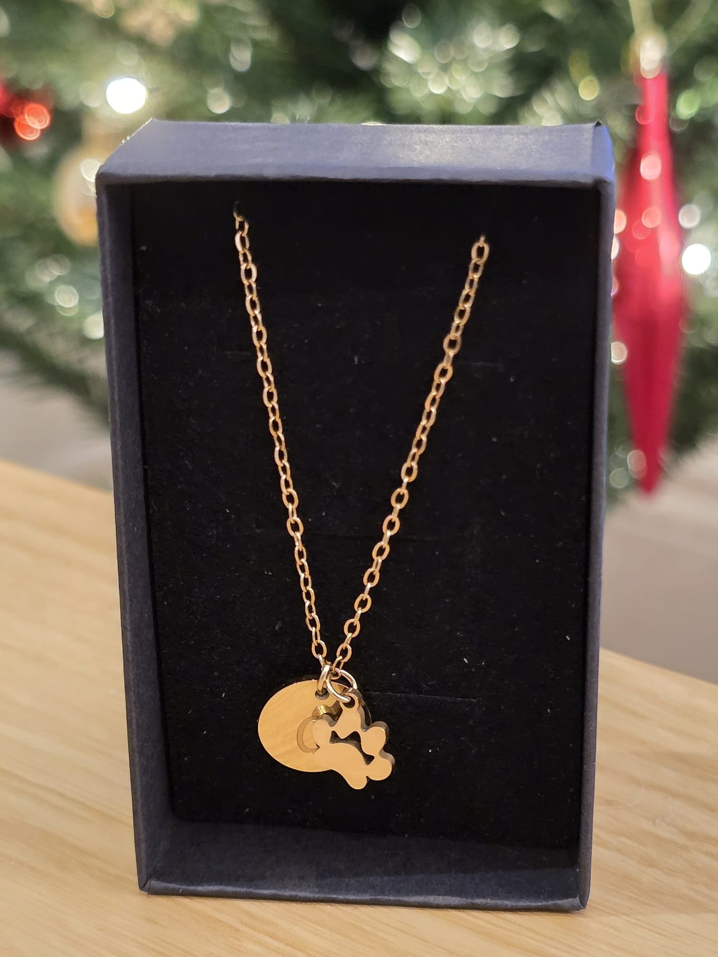Tiny Paw Necklace with Custom Letter