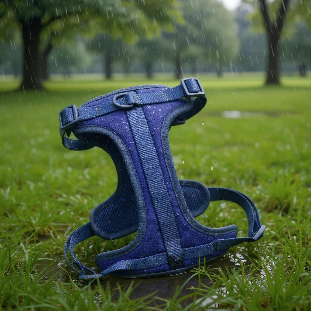 Mushmello Tough Waterproof Harness, Collar and Leash Set - Navy Blue