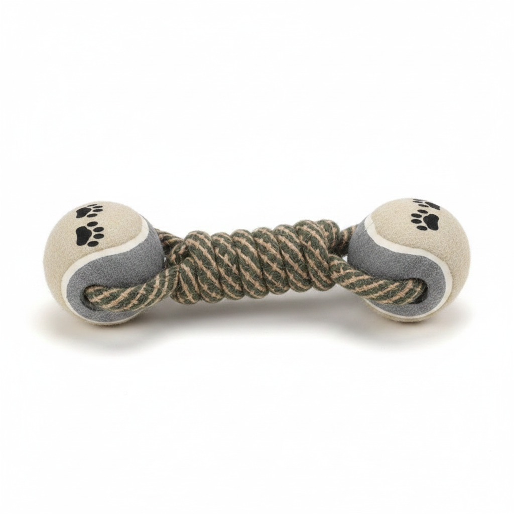 Mushmello Dexter the Dumbbell | Cotton Rope Dog Toy | Dental Chew Tug Fetch Toy