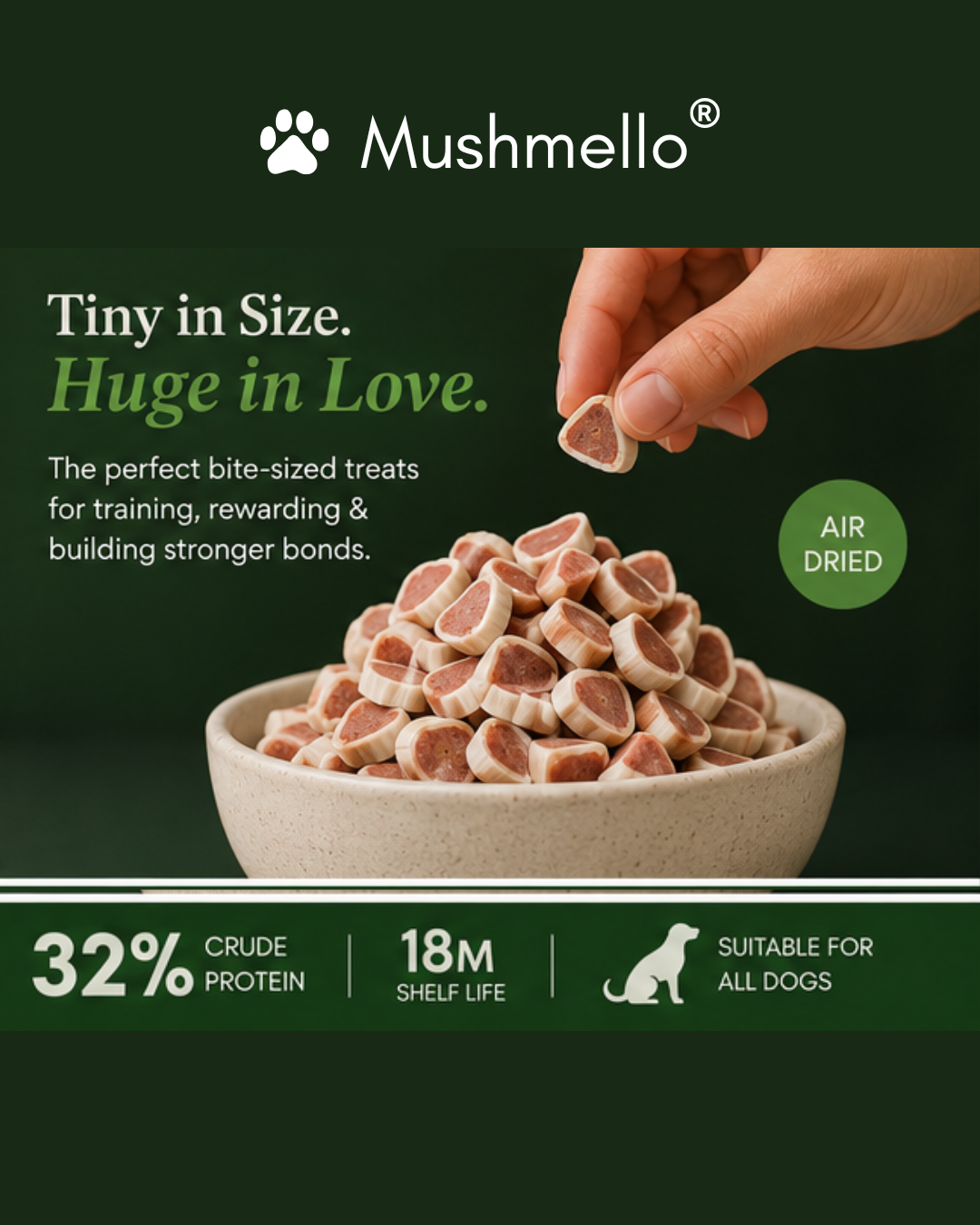 Mushmello Pocket Bites | Soft Chicken & Cod Training Dog Treats