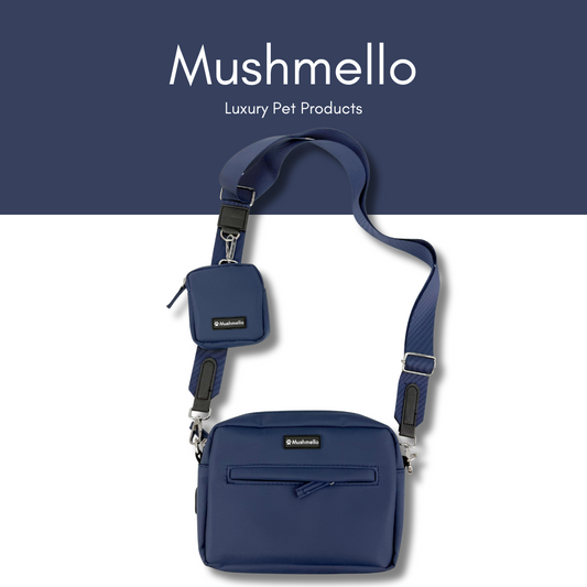 Luxury Hands-Free Dog Walking Bag - Navy Blue
