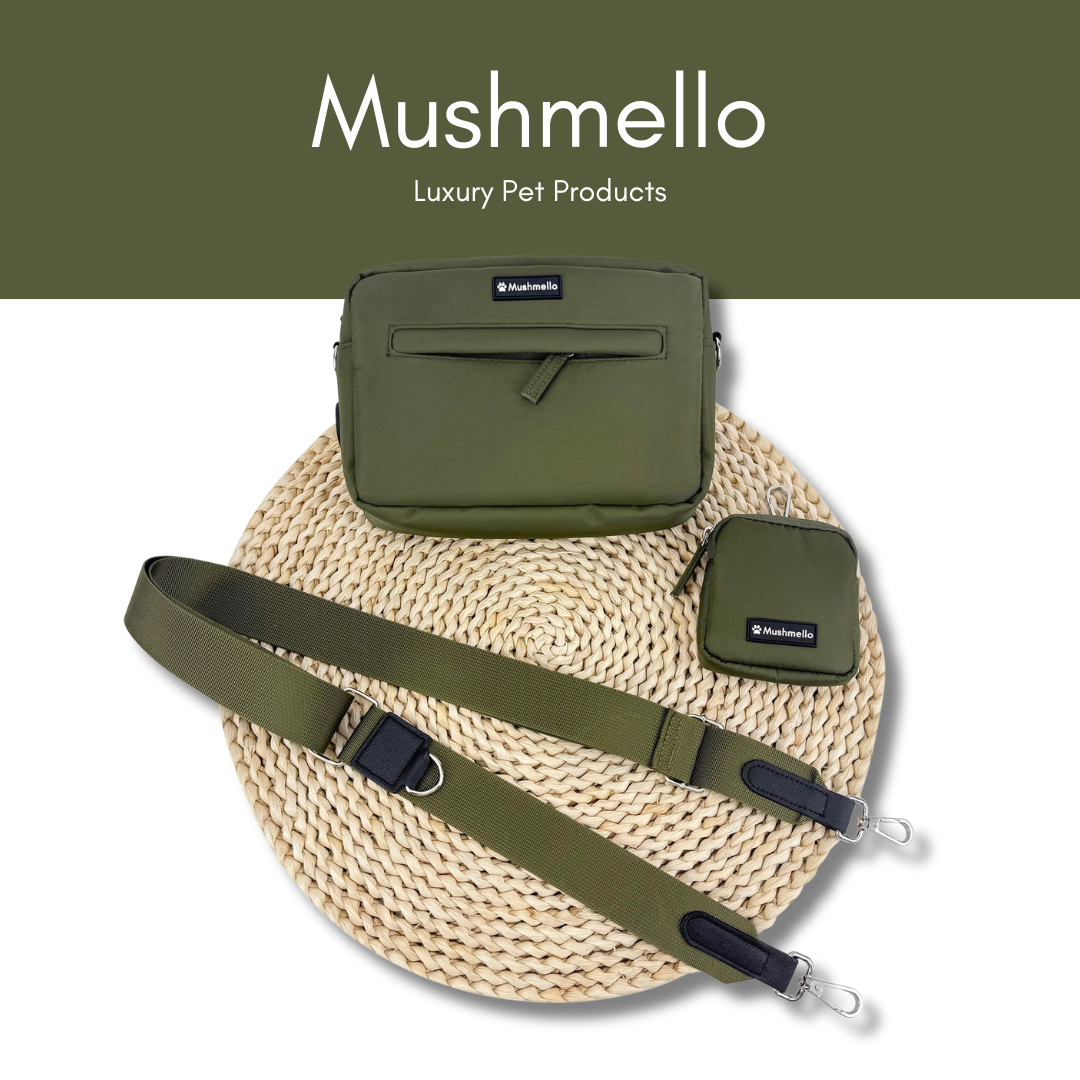 Luxury Hands-Free Dog Walking Bag - Army Green