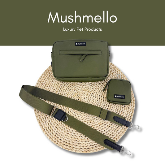 Luxury Hands-Free Dog Walking Bag - Army Green