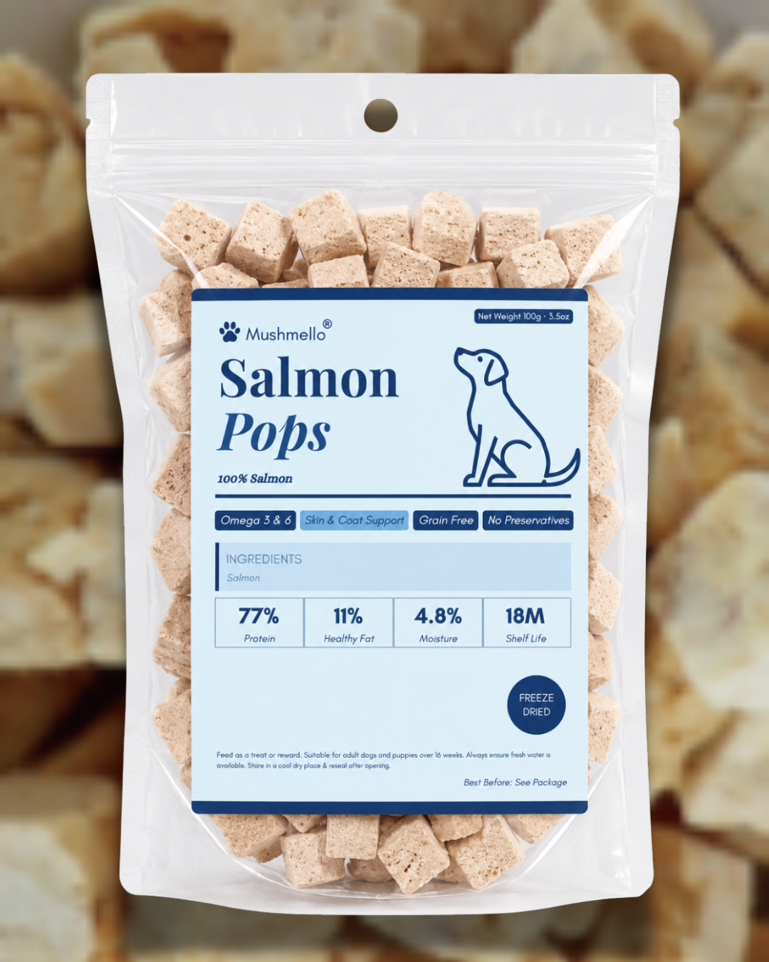 Mushmello Salmon Pops | Freeze Dried Salmon Dog Treats