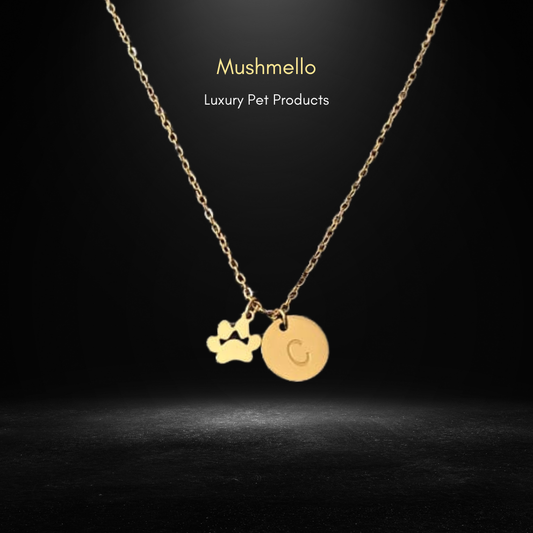 Tiny Paw Necklace with Custom Letter