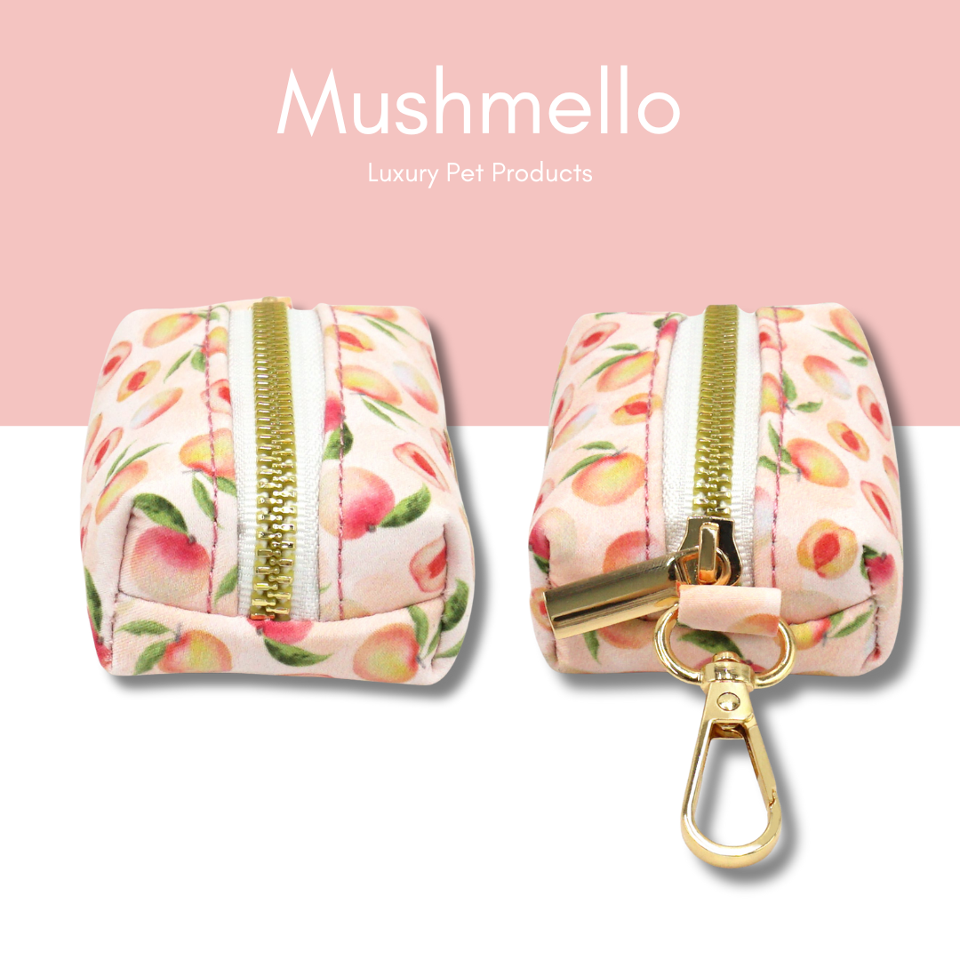 Luxury Rope Leash and Velvet Collar Set with Poop bag holder and Bowtie - Peach