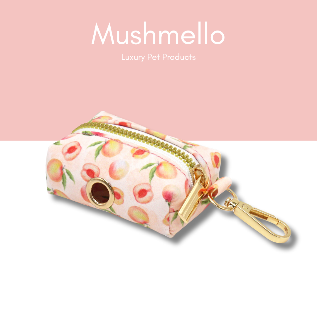 Luxury Rope Leash and Velvet Collar Set with Poop bag holder and Bowtie - Peach