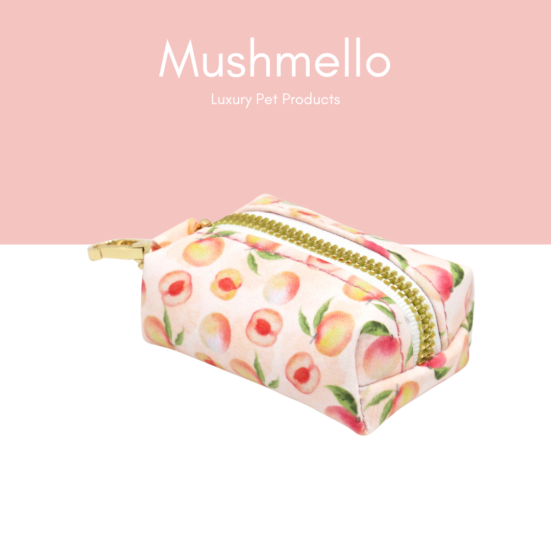 Luxury Rope Leash and Velvet Collar Set with Poop bag holder and Bowtie - Peach