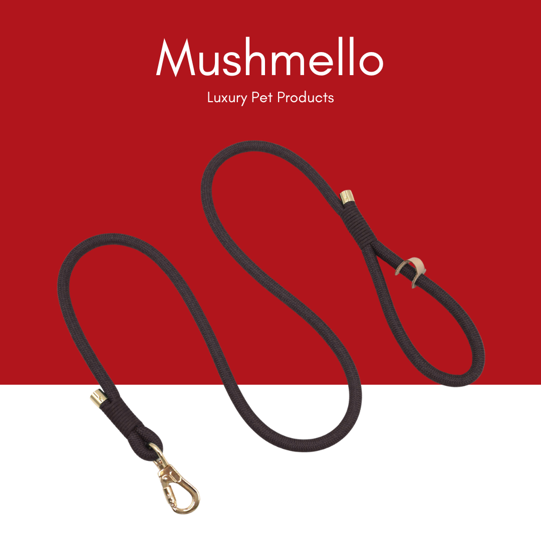 Luxury Rope Leash and Velvet Collar Set - Plaid Red and Black