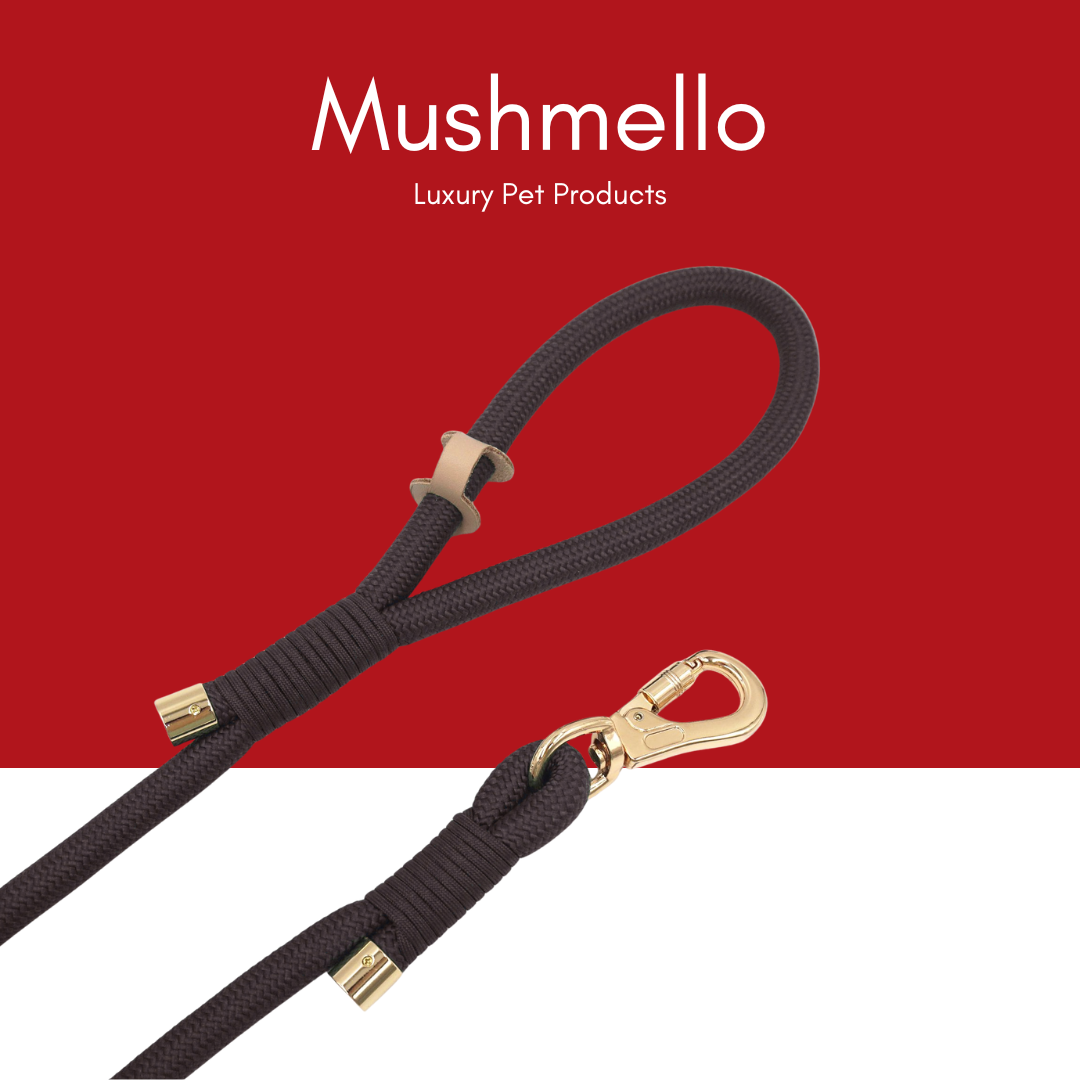Luxury Rope Leash and Velvet Collar Set - Plaid Red and Black