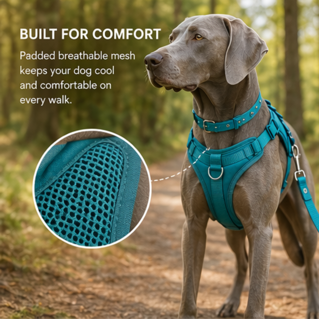 Mushmello Secure Waterproof Harness with Collar and Leash Set - Purple