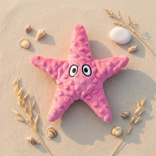 Mushmello Stella the Starfish | Squeaky Crinkle Dog Toy with hidden treat pocket