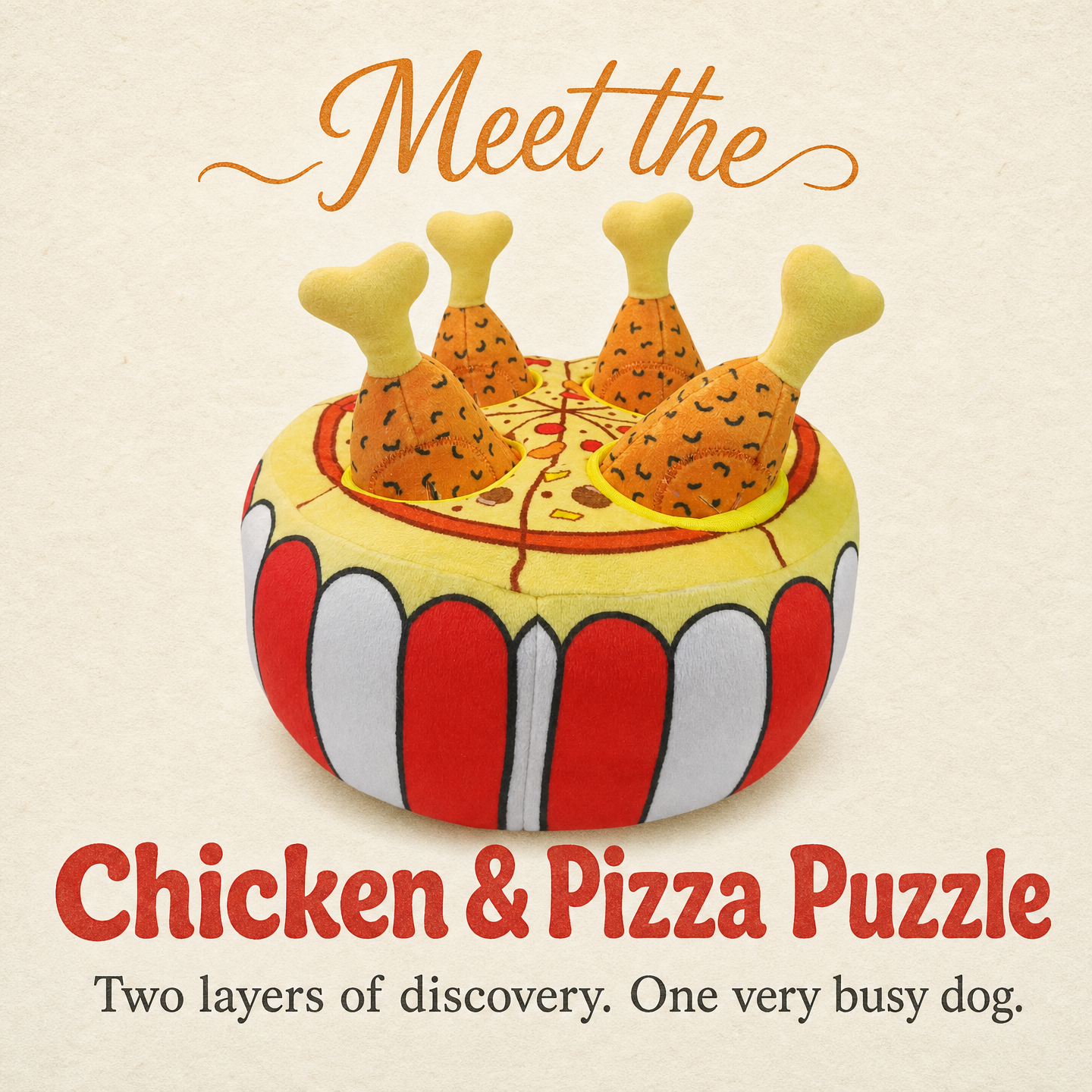 Mushmello Pizza & Chicken Hide & Seek Toy | Interactive Treat Hiding Enrichment Toy  | SUMMER SPECIAL Limited Stock only