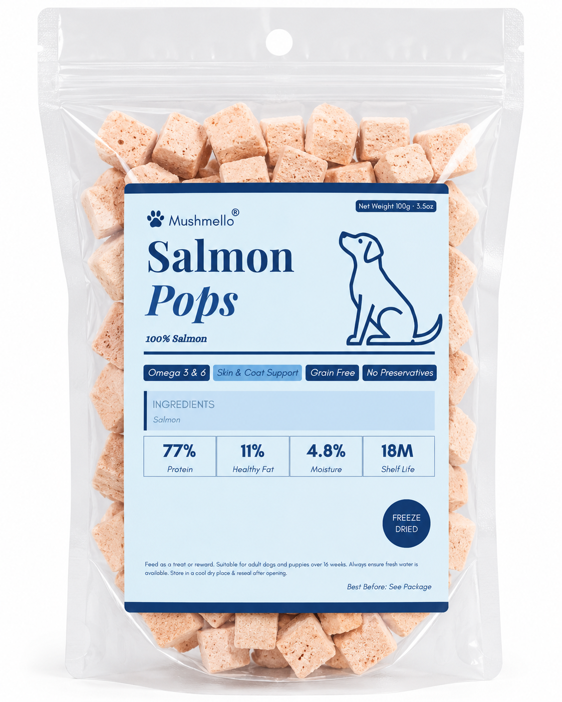 Mushmello Salmon Pops | Freeze Dried Salmon Dog Treats