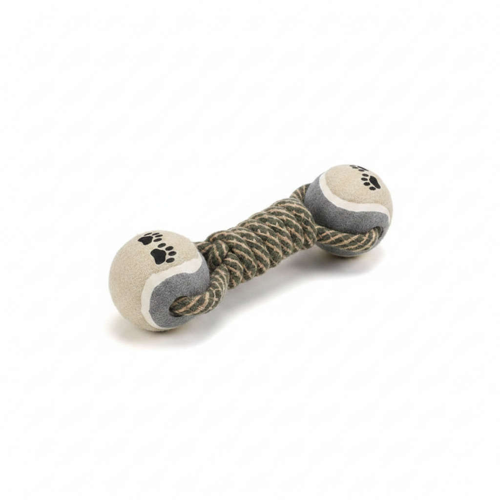 Mushmello Dexter the Dumbbell | Cotton Rope Dog Toy | Dental Chew Tug Fetch Toy