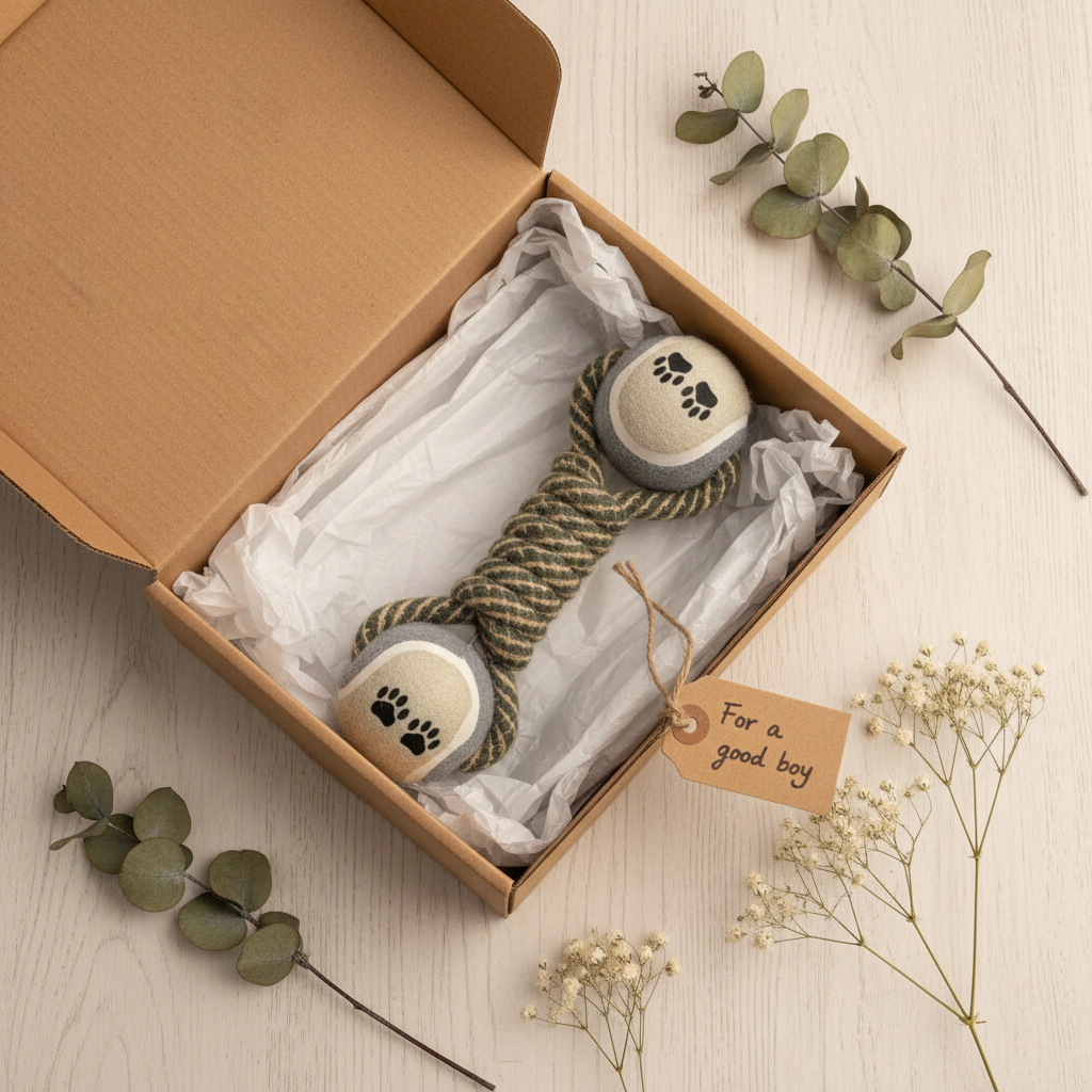 Mushmello Dexter the Dumbbell | Cotton Rope Dog Toy | Dental Chew Tug Fetch Toy