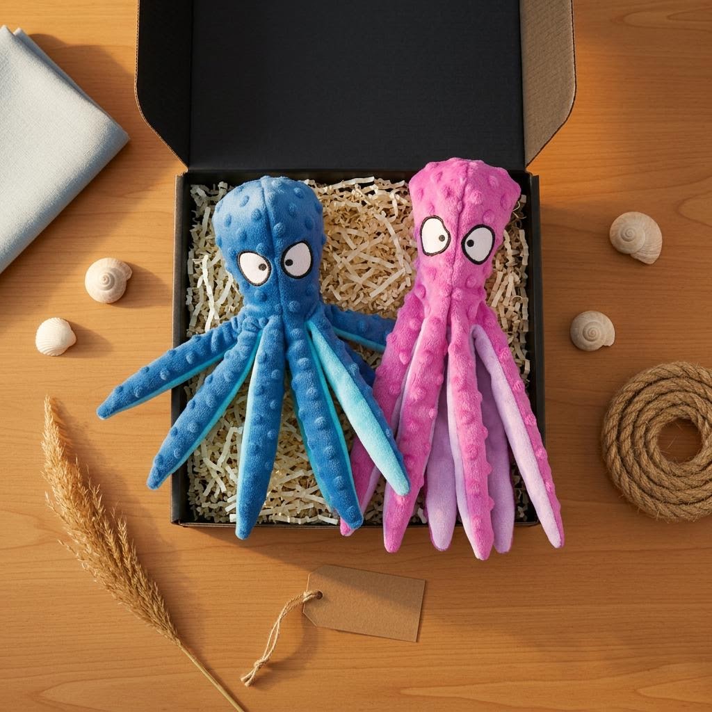 Mushmello Ocean Duo or Trio | Ozzy, Pearl & Stella | Squeaky Crinkle Dog Toy Bundle | No Stuffing