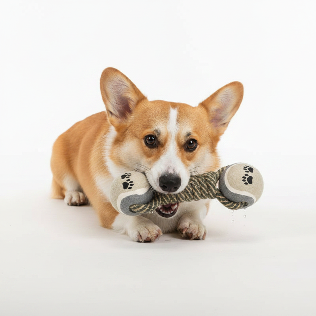 Mushmello Dexter the Dumbbell | Cotton Rope Dog Toy | Dental Chew Tug Fetch Toy