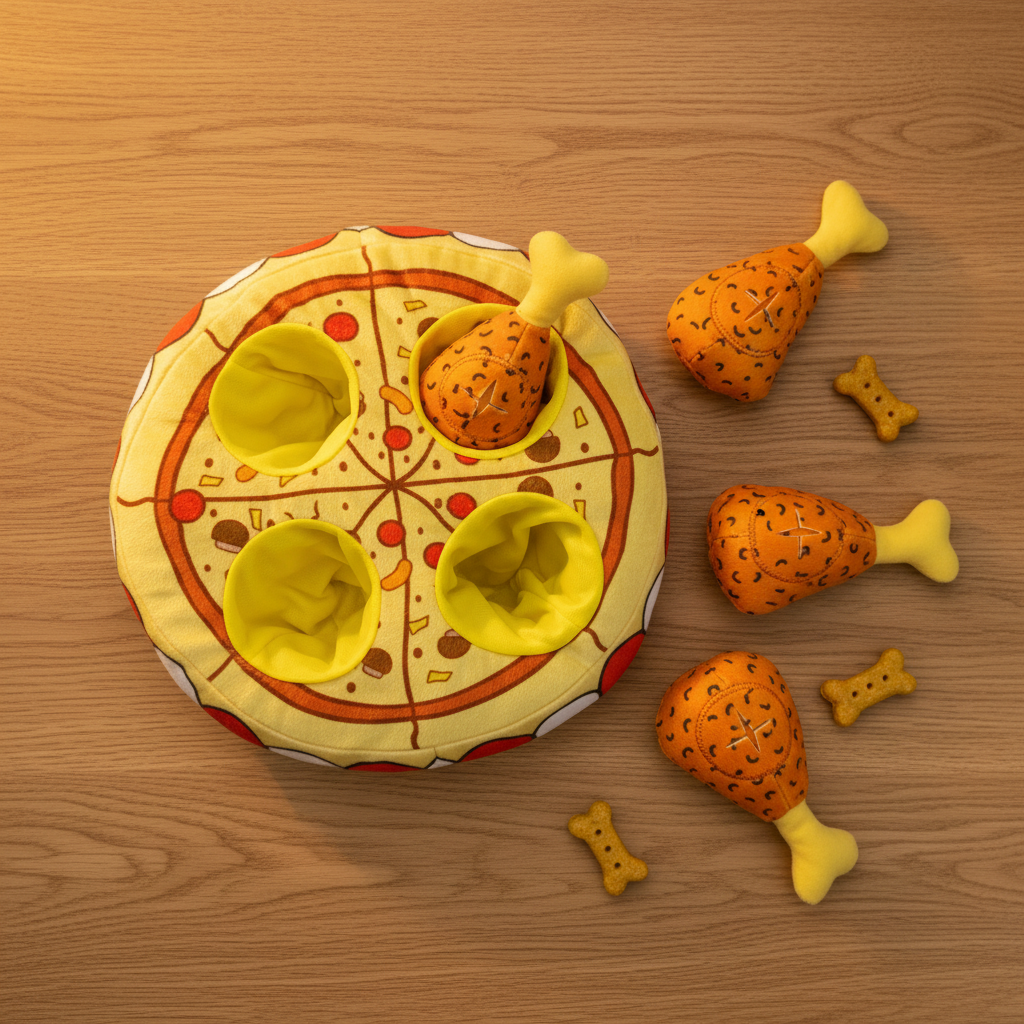 Mushmello Pizza & Chicken Hide & Seek Toy | Interactive Treat Hiding Enrichment Toy  | SUMMER SPECIAL Limited Stock only