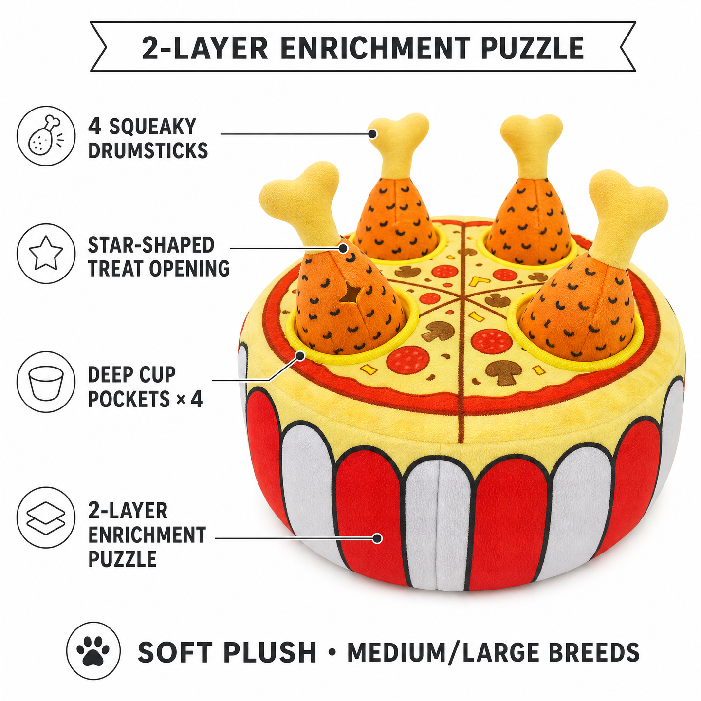 Mushmello Pizza & Chicken Hide & Seek Toy | Interactive Treat Hiding Enrichment Toy  | SUMMER SPECIAL Limited Stock only