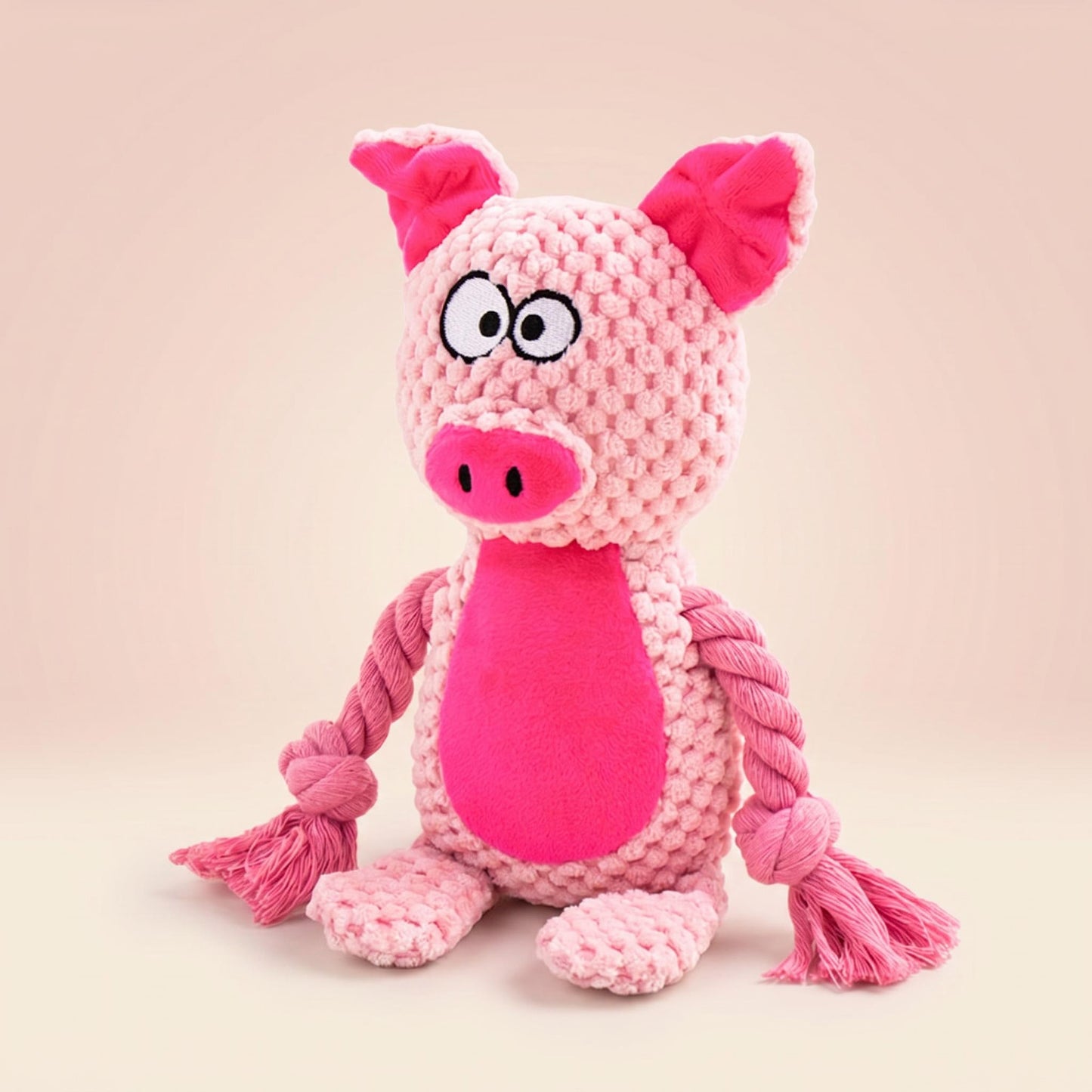 Mushmello Penny the Pig | Squeaky Rope Dog Toy with Crinkle