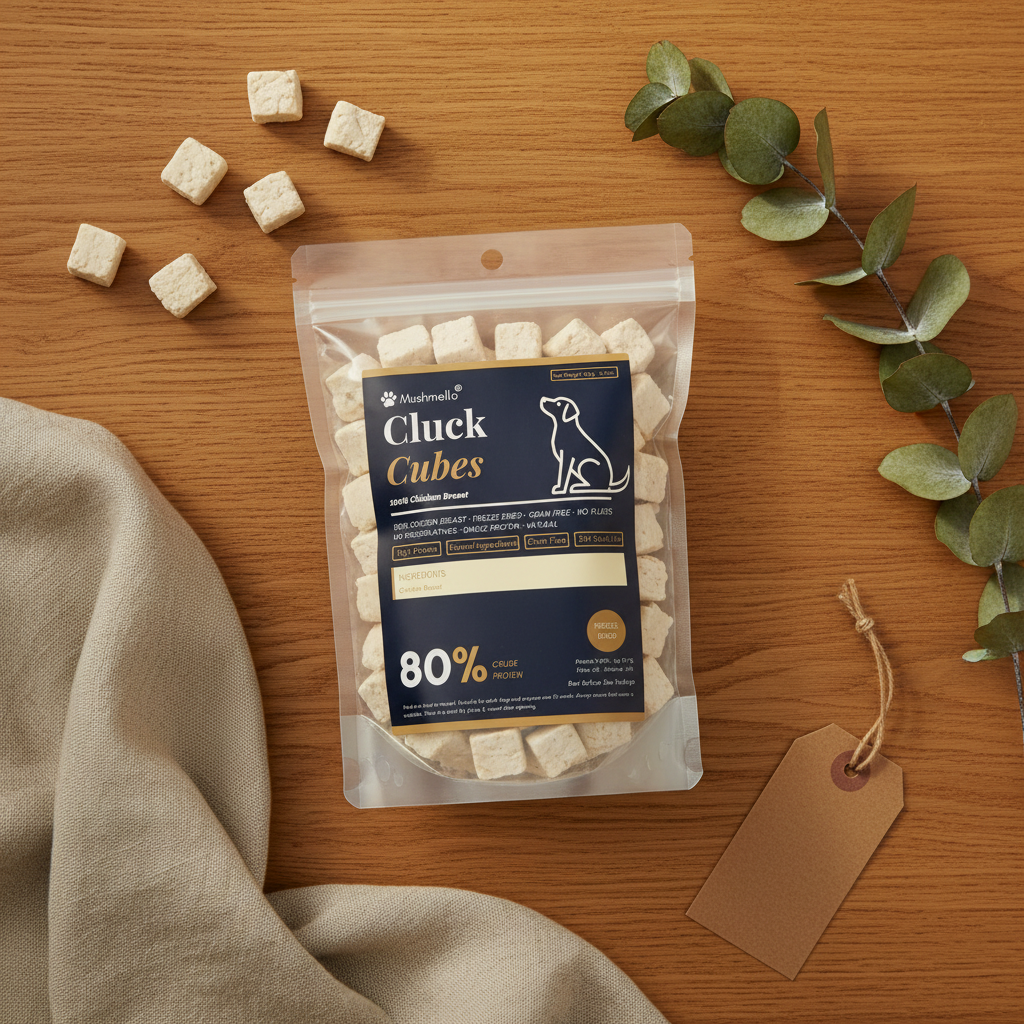 Mushmello Cluck Cubes | Freeze Dried Chicken Dog Treats