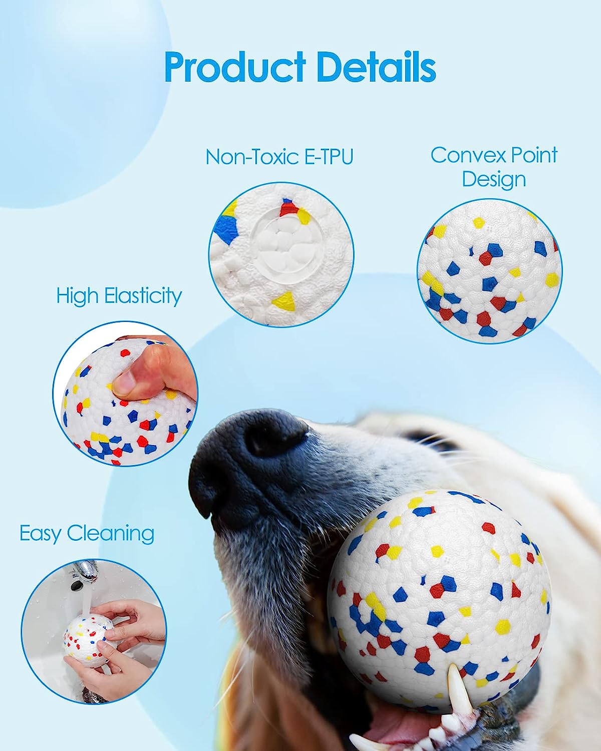 Mushmello Bounce Ball | Indestructible E-TPU Dog Ball | Fetch Chew Toy