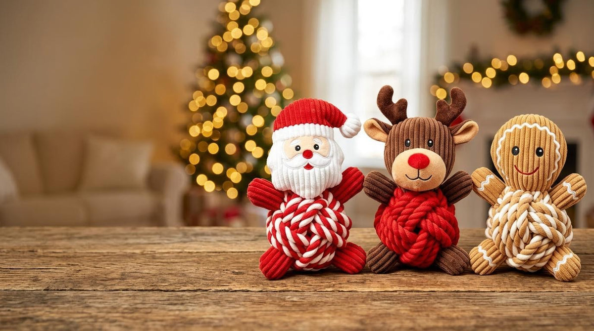 COMING SOON, PRE-ORDER NOW: Mushmello Christmas Crew | Set of 3 Rope & Squeak Dog Toys