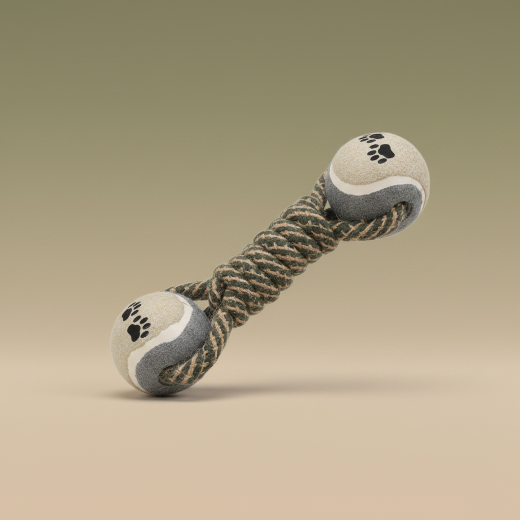 Mushmello Dexter the Dumbbell | Cotton Rope Dog Toy | Dental Chew Tug Fetch Toy