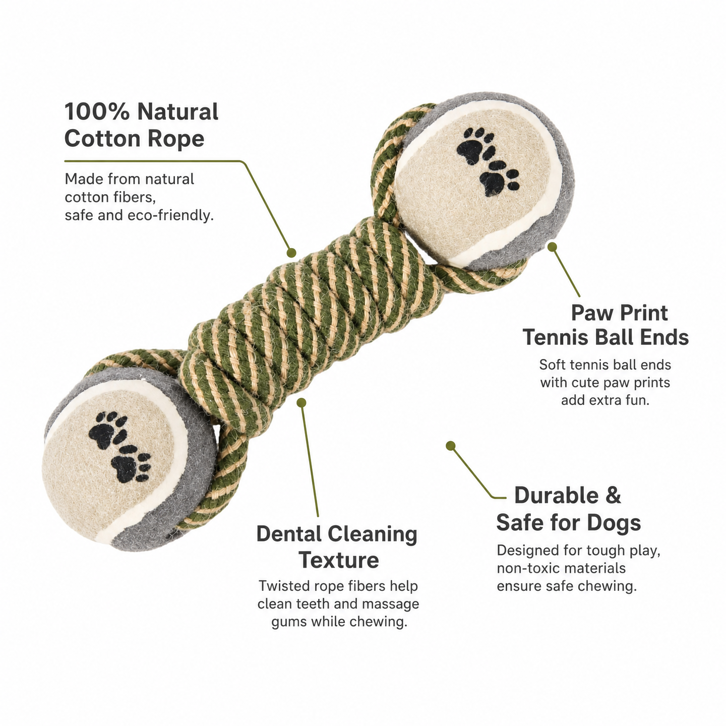 Mushmello Dexter the Dumbbell | Cotton Rope Dog Toy | Dental Chew Tug Fetch Toy