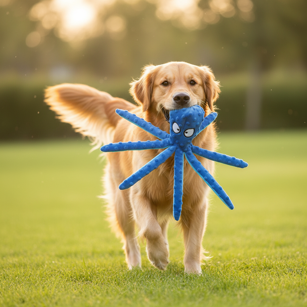 Mushmello Ozzy the Octopus | Squeaky Crinkle Dog Toy